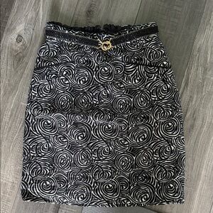 elevenses Black and White Swirl-Print Pencil Skirt